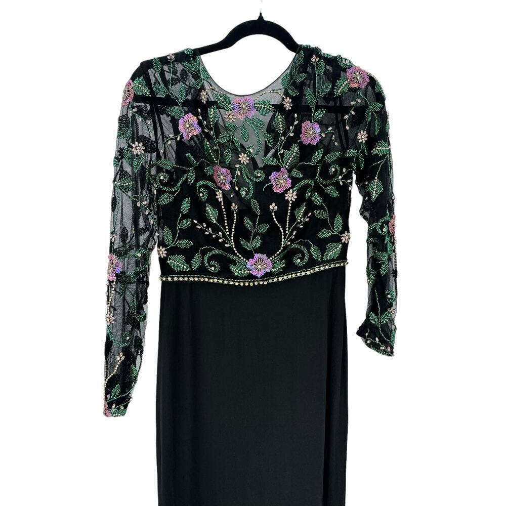Mac Duggal 67870 Illusion Neckline Beaded Jersey Dress Black/Multi Size 6 NWT - Picture 12 of 12